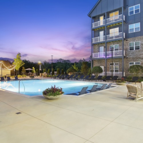 Resort-style pool at The Laurel apartments in Flowery Branch, GA. Resort-style pool at The Laurel apartments in Flowery Branch, GA.